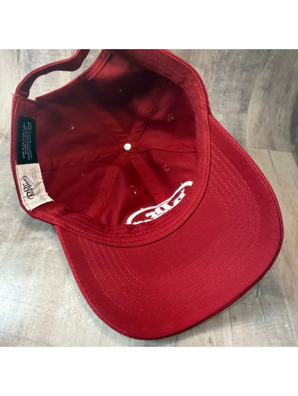 Dr Pepper Embroidered Hat Bioworld Strap Back Cap Maroon White EUC
